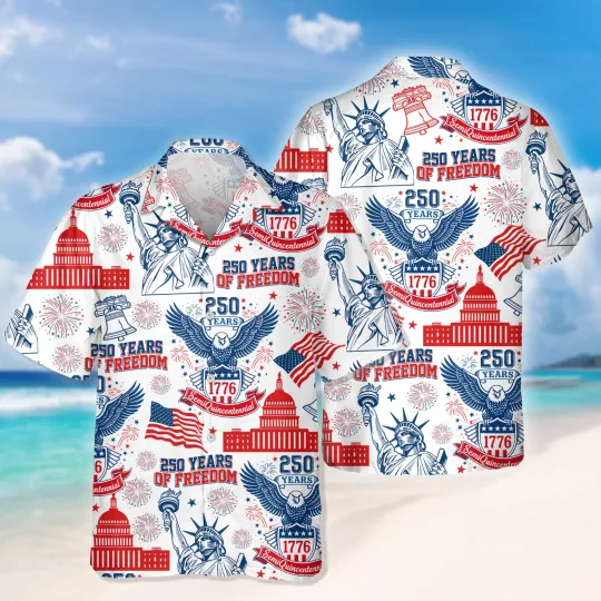 Discover America 250th Anniversary Hawaiian Shirt, 250 Years Of Freedom Button Shirt