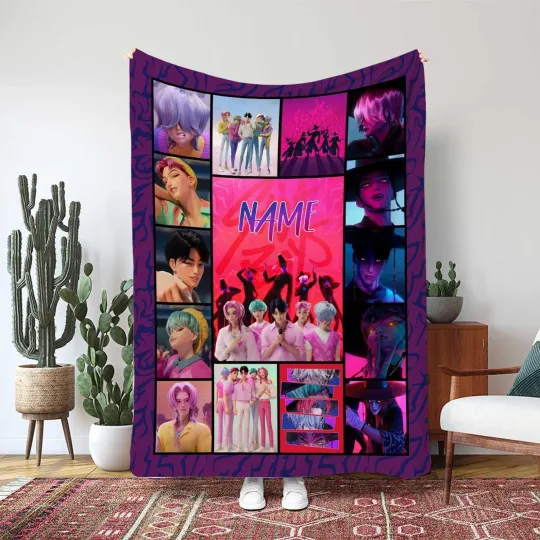 Discover Personalized Kpop Demon Boy Band Flannel Blanket Fictional Idol Fan Gift