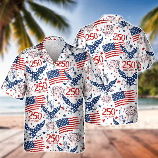 Discover America 250th Anniversary Hawaiian Shirt, 250 Years Of Freedom Button Shirt