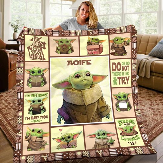 Discover Personalized Baby Yoda Blanket, Baby Yoda Starwars Fleece Blanket, The Mandalorian Baby Yoda Birthday Gifts Baby Yoda Grogu Blanket