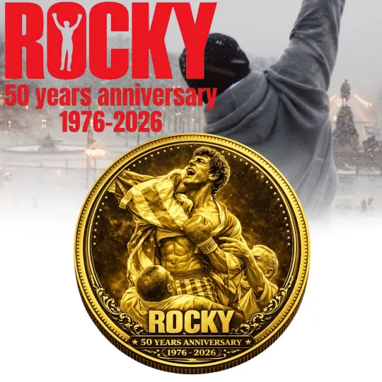 Discover Rocky 50 Years Commemorative Coin Boxing Film Fan  Commemorative Coins