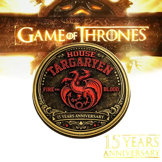 Game Of Thrones 15th Anniversary Commemorative Coin Targaryen Dragons