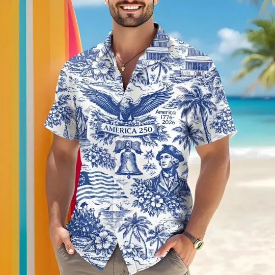 Discover 250th Anniversary Hawaii Shirt Patriotic USA Flag Aloha Clothing