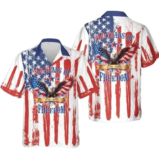 Discover America 250th Anniversary Hawaiian Shirt 250 Years of Freedom Button Shirt