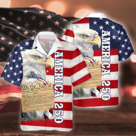 Discover America 250th Anniversary Hawaiian Shirt, 250 Years of Freedom Button-Up