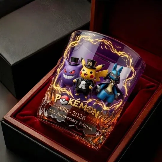Gengar Pika Lucario PKM 30th Anniversary Whiskey Glass