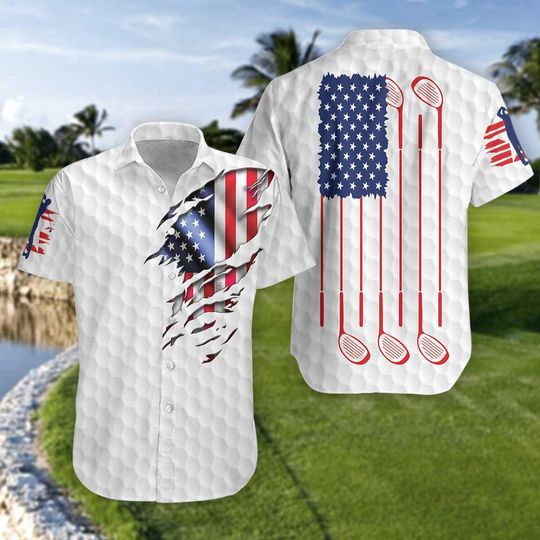 Discover Golf American Flag Hawaiian Shirt