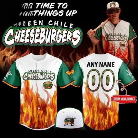 Discover Isotopes Green Chile Cheeseburgers 2026 Night Baseball Jersey