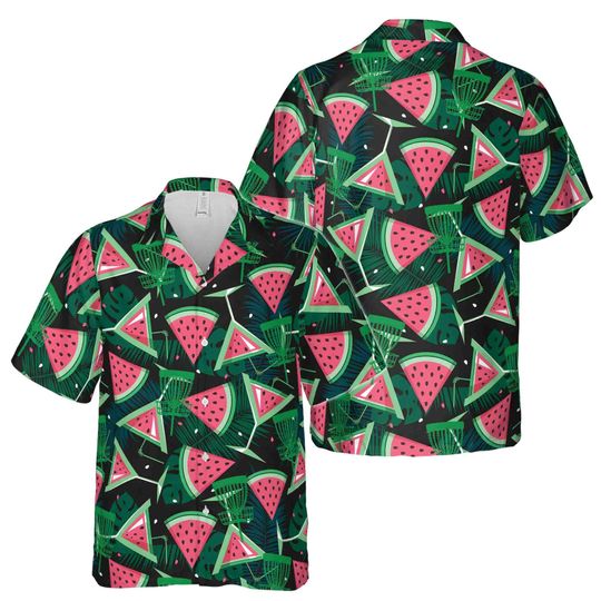 Discover Funny Watermelon Cocktail Disc Golf Hawaiian Shirt S-5XL
