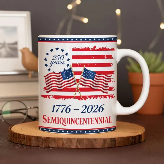 Discover America 1776-2026 Ceramic Mug - 250th Anniversary US Patriotic Gift