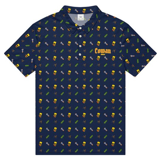 Discover Bart Simpson themed Golf Polo, Print All Over Golf Shirt, Bart Simpson Shirt, Cowan Golf, Bart Skull, Trendy Golf Polo, Summer Golf Shirt