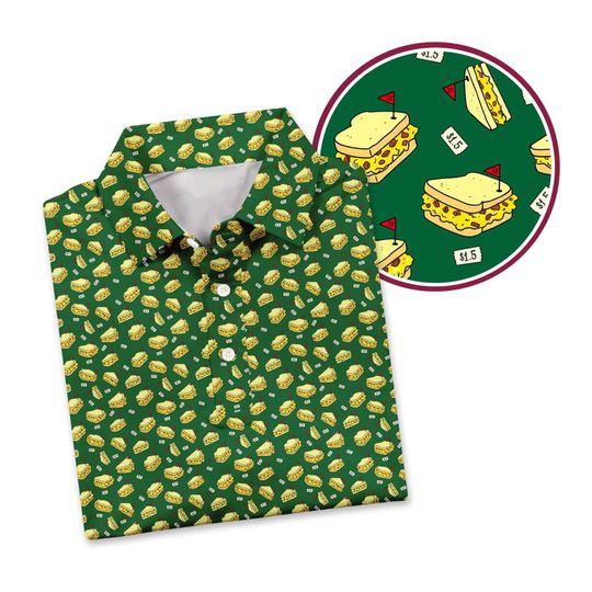Discover Pimento Cheese Sandwich Golf Polo Shirt, Golf Polo Shirt Masters Inspired, Augusta Style Golf Polo, Men Golf Outfit Shirt