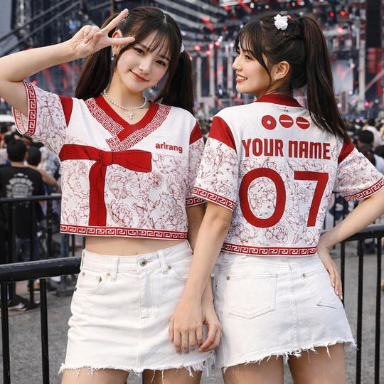 Discover Custom Hanbok Style Mesh Baseball Jersey Crop Top Floral Kpop Streetwear