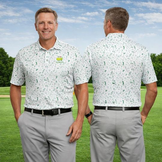 Discover Custom Name Golf Polo Shirt, Golf Pattern Polo, Fathers day Gift for Dad Papa, Men Golf Outfit Shirt, Summer Golf Shirt Gift for Golfer