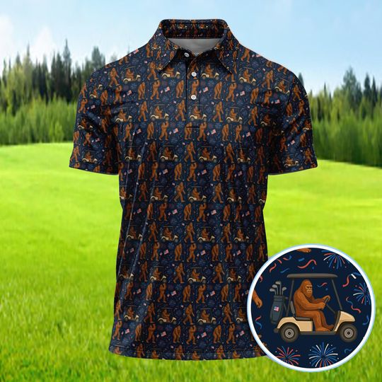 Discover Bigfoot Golf Polos, American Flag Bald Eagle Golf Pattern Polos For Men, 250 Year America Golf Shirt For Golfer,Golf Polo T Shirt Sweatshirt
