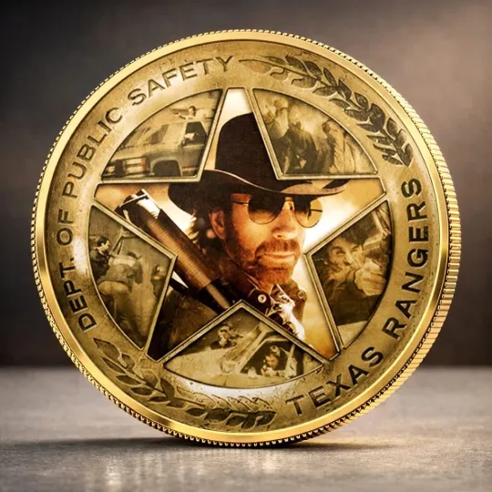 Discover Chuck Norris Texas Ranger Commemorative Coin Dept of Public Safety Fan Gift