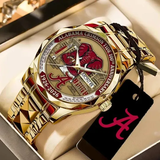 Discover Crimson Tide Football 100th Anniversary 2026 Alloy Luxury Quartz Watch