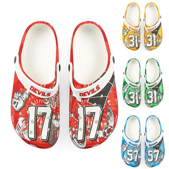 Discover Personalized Custom Child and Adult Soccer Tie Dye Clogs Shoes Great Gift Fully Customizable