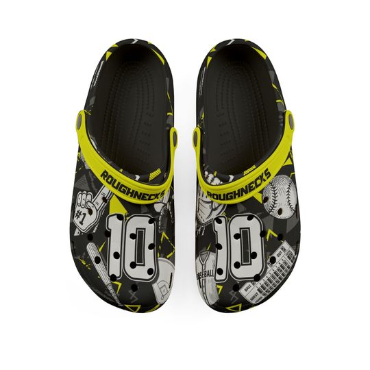Discover Personalized Custom Child and Adult Baseball Black and Yellow Velocity Clogs Shoes Great Gift Fully Customizable - 1