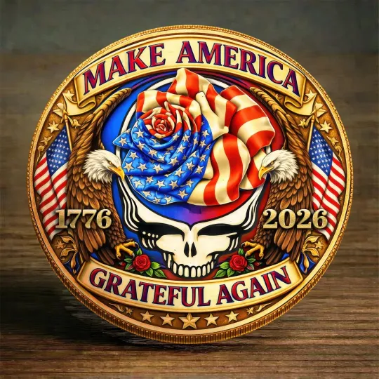 Discover Make America Grateful Again Coin 1776-2026 Dead Head Patriotic Eagle Skull Token