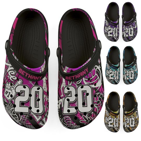 Discover Personalized Custom Child and Adult Volleyball Velocity Clogs Shoes Great Gift Fully Customizable