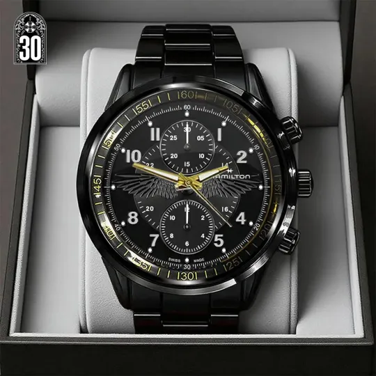 Discover Resident Evil Requiem x Leon Scott Kennedy Black Stainless Steel Watch