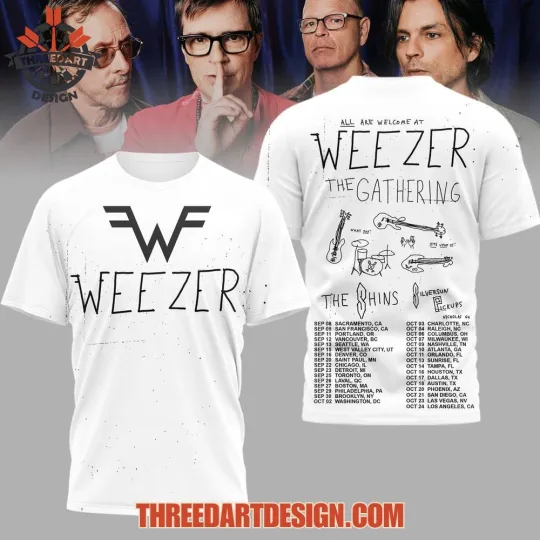 Discover Weezer The Gathering Tour 2026 3D T-shirt