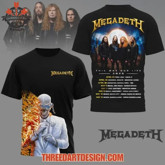 Discover Megadeth This Was Our Life Tour 2026 3D T-shirt