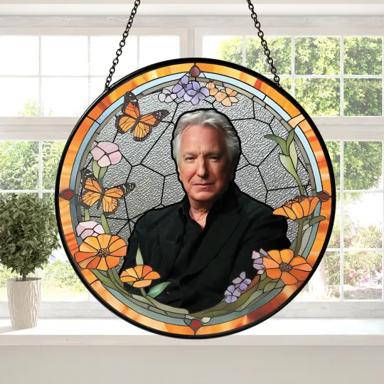 Discover Alan Rickman Stained Glass Suncatcher for Home Window Decoration