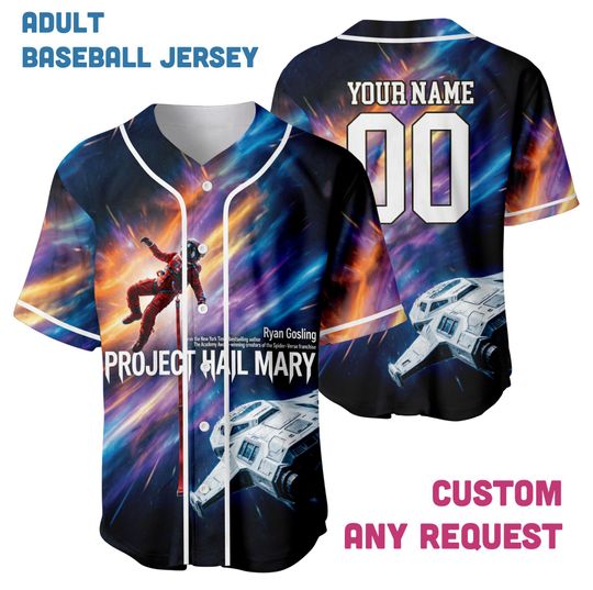 Discover Custom Name Project Hail Mary Baseball Jersey, Sci-Fi Space Shirt, Ryan Gosling Inspired Galaxy Sportswear, Astronomy Fan