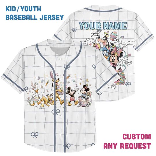 Discover Personalized Mouse And Friends Easter Shirt, Custom Name Baseball Jersey, Disney World Trip Outfit