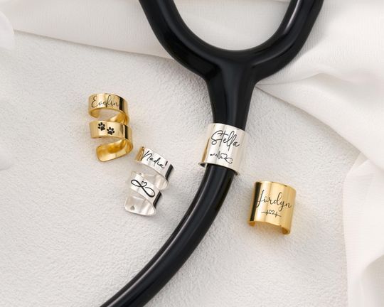 Custom Stethoscope Name Tag, Engraved Stainless Steel ID Charm for Nurses & Doctors