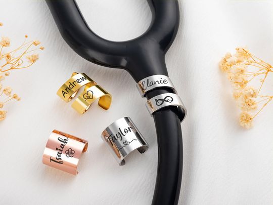 Custom Engraved Stethoscope Tag, Stainless Steel Name Charm, Nurse Graduation Gift