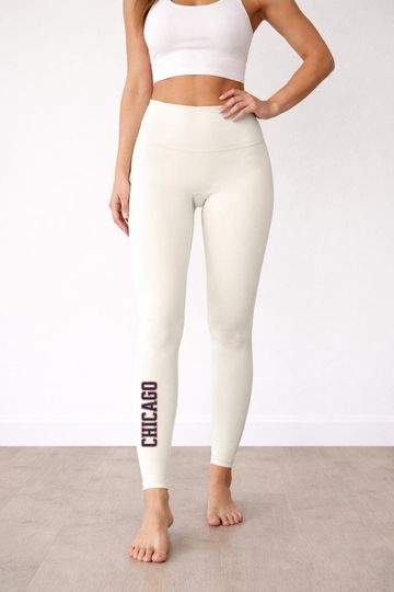 Discover Chicago High Waisted Yoga Pants, Workout Leggings, Athletic Fitness Leggings, Gym Yoga Pants, Activewear Bottoms