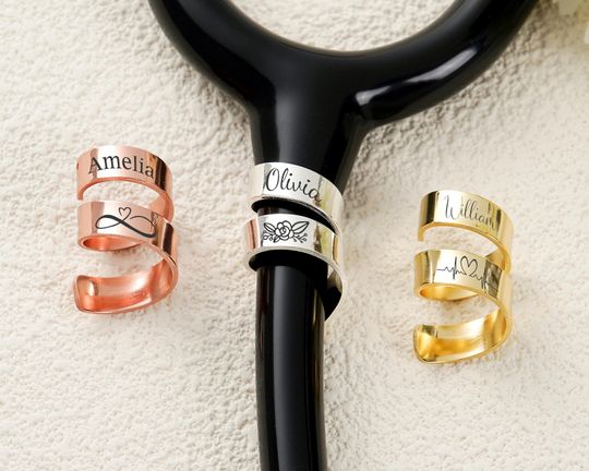 Stethoscope ID Tag, Personalized Stethoscope Charm, Gift for Healthcare Professionals