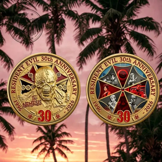 Discover Resident E vil 30Th Anniversary  Challenge Coin Nemesis Umbrella Corp 1996-2026