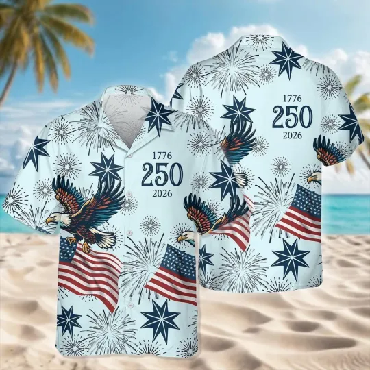Discover Hawaiian Shirt USA 250th Anniversary Eagle 1776-2026