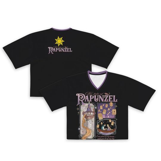Discover Rapunzel Crop top Football Jersey, Fairytale Princess Tee, Lantern Sky Fantasy Shirt, Magical Tower Artwork Top, Gift for Book Lover