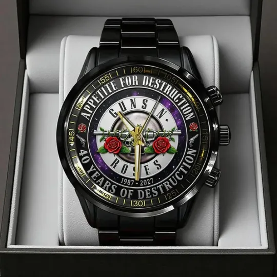 Discover Guns N Rose 40th Anniversary Black Stainless Steel Watch