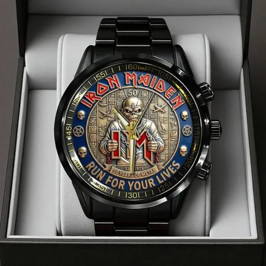 Discover Iron Maidens 50th Anniversary Black Stainless Steel Watch