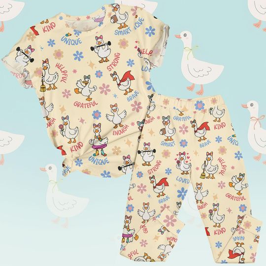 Discover Goose Tee & Pants PJs, Goose Matching Pajamas Set, Grateful T-Shirt Pyjama, Family Sleepwear, Birthday Gift for Her