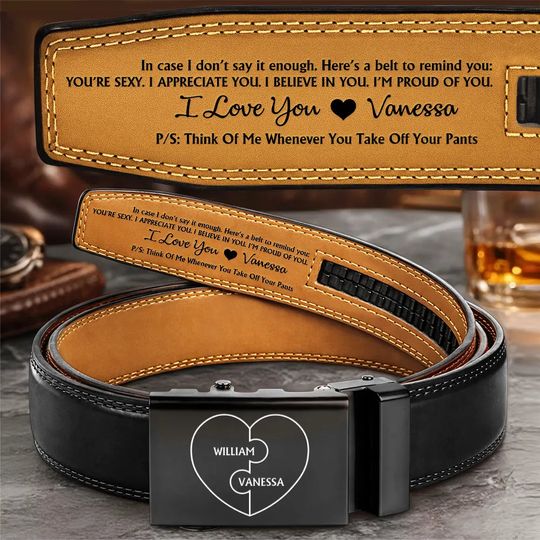 Discover          A Belt To Remind You I'm Proud Of You - Gift For Husband, Boyfriend, Anniversary - Personalized Leather Belt With Engraved Buckle       