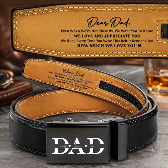 Discover          It Reminds You How Much We Love You Dad Papa - Personalized Leather Belt With Engraved Buckle       