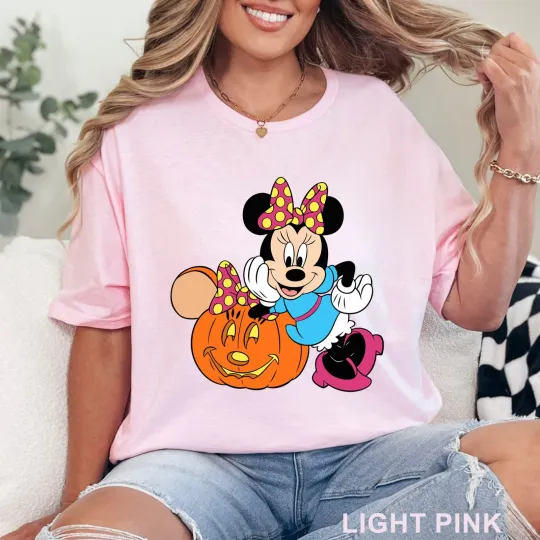 Discover Disney Minnie Halloween T-Shirt with Pumpkin Design, Cute Minnie Tee