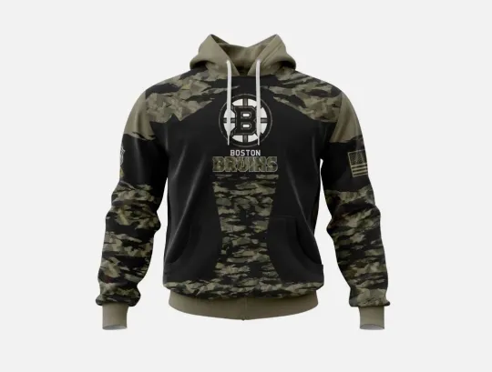 Discover Boston Personalize Bruinss Hoodie Military Camo Hockey Team Christmas Gift