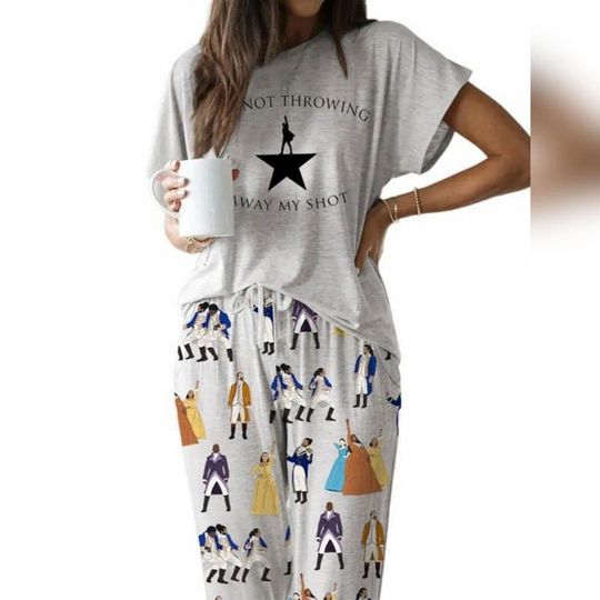 Discover Hamilton Musical Pajama Set  Broadway Cast Print Lounge Set for Cozy Theater Nights
