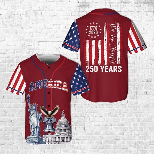 Discover America 250th Anniversary Baseball Jersey, We The People 17762026 Jersey, Patriotic Eagle Statue of Liberty Jersey, Independence Day Gift