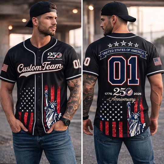 Discover Personalized USA 250th Anniversary  Baseball Jersey, Patriotic Baseball Jersey, Custom Team America 1776 2026 jersey,Custom Name Patriotic