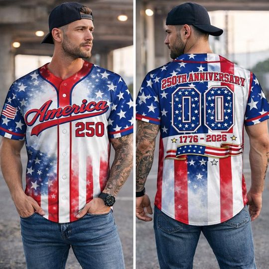Discover Personalized USA 250th Anniversary  Baseball Jersey,Custom Name and Number Patriotic Baseball Jersey,Custom Name Patriotic America 1776 2026