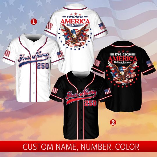 Discover Personalized USA Baseball Jersey, Custom Team Name Shirt, American Flag Baseball Jersey For Baseball Fans, Baseball Lovers, Patriotic Shirt